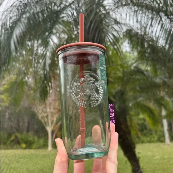 Starbucks 2024 Terracotta Brown Orange Recycled Triangle Glass Tumbler - Picture 8 of 11